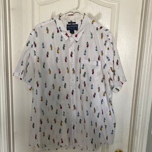 Chaps White Short Sleeve Shirt with Multicolor Print